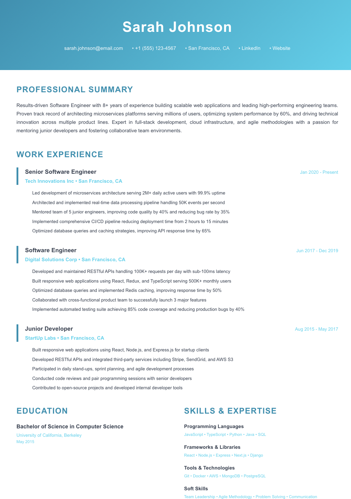 Header Banner ATS template preview