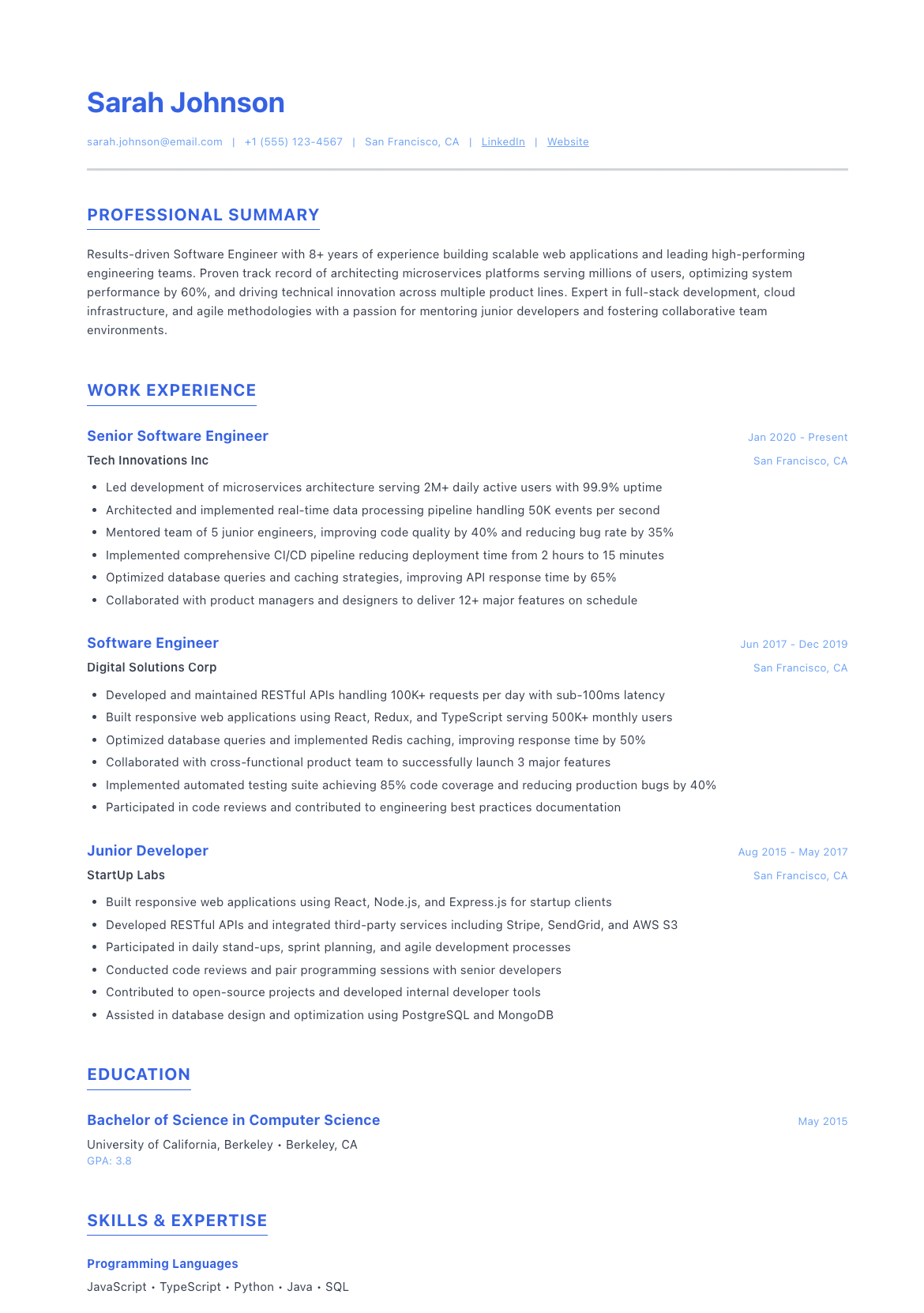 Modern Minimal template preview